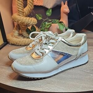 Michael Kors Women's Cream and Gold Sneakers